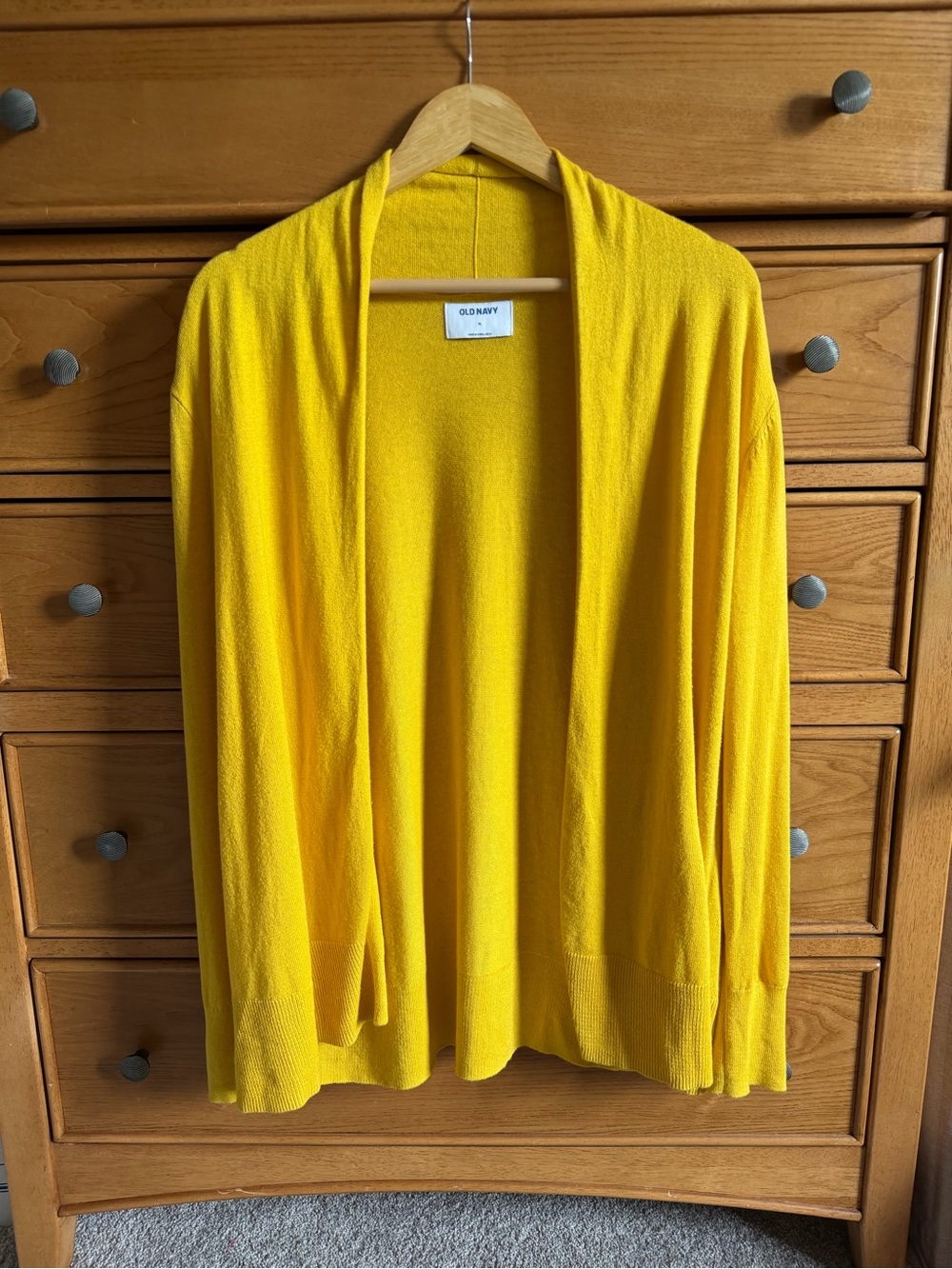 Old Navy Womens Open Front Knit Cardigan Size XL Mustard Yellow Lightweight Fall